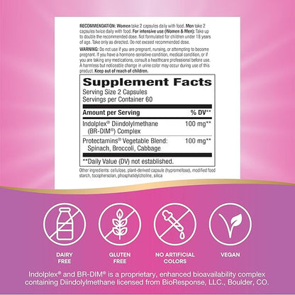 Nature's Way DIM-Plus, DIM Supplement, Supports Balanced Estrogen Metabolism*, Supports Estrogen Hormone Balance*, Diindolylmethane, 120 Vegan Capsules (Packaging May Vary)