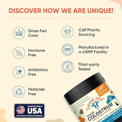 Sandhu's Pure Bovine Colostrum 130 Servings for Humans | Unflavored | Supports Immune Health