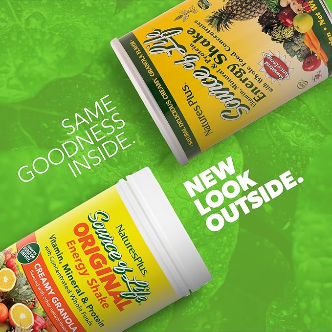 Natures Plus Source of Life Energy Shake, Creamy Granola - 2.2 lbs, Pack of 2 - Provides 13g Complete Protein, Vitamins & Minerals - Non-GMO, Gluten Free, Vegetarian - 52 Total Servings