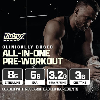 Nutrex Outlift Clinically Dosed Pre Workout Powder with Creatine, 8G Citrulline, EAA | Energy, Performance, Pump Preworkout Supplement for Men & Women (22 Servings, Berried Alive)