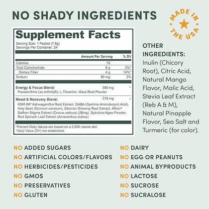 MTE Healthy Energy Drink Powder for Focus & Productivity | No Sucralose | No Caffeine | Nootropic Energy | Adaptogenic