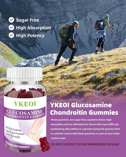 Sugar Free Glucosamine Chondroitin Gummies with MSM &Calcium,Joint Support Gummies for Men and Women,Cartilage & Immune Support Supplement,Mobility, Comfort, Flexibility Support- (1 Pack)