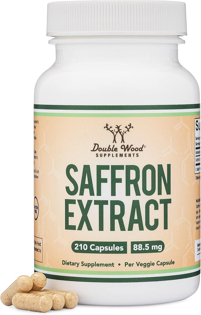 Saffron Supplement for Focus - Saffron Extract 88.5mg Vegan Capsules (210 Count) Minor Appetite Suppressant for Healthy Weight Management (Supports Eye, Retina, and Lens Health) by Double Wood