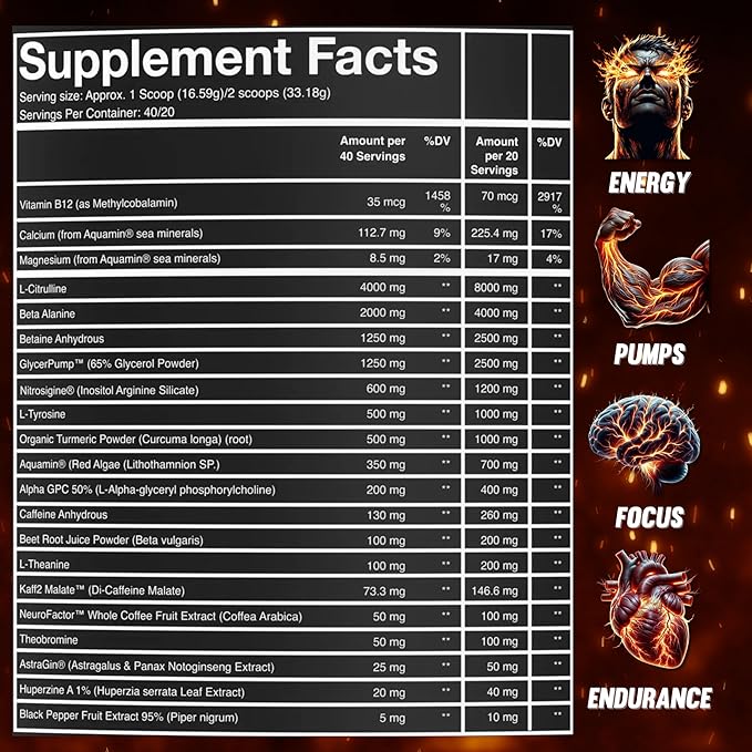 Scorched Earth Pre Workout Powder - Energy & Focus with Dual-Source Caffeine, Nootropics | Pumps from Citrulline, Beta Alanine, Nitrosigine®, GlycerPump™ (Tangerine)
