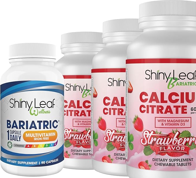Bariatric Multivitamin Iron-Free Capsules Calcium Citrate Chewable Strawberry Flavor - for Post Bariatric Surgery Including Gastric Bypass and Sleeve (3 Month)