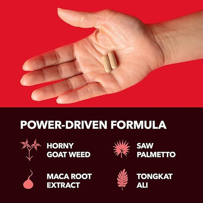 Unisex Horny Goat Weed for Men and Women - Extra Strength Performance and Energy Support with Tongkat Ali & Muira Puama & Saw Palmetto Extract - Never Travel Without Sample Size - 10 Horny Capsules