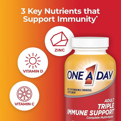 One A Day Adult Triple Immune Support* Complete Multivitamin, Supplement with Vitamins C, Vitamin D, & Zinc, 100 Count