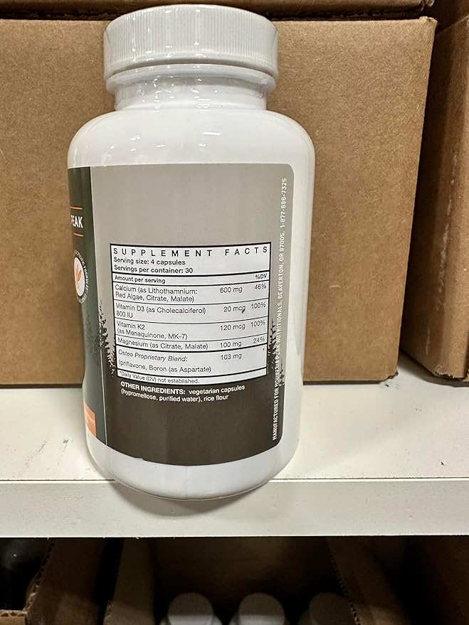 Mountain Peak Nutritionals Osteo Supplement - Organ & Strong Bone Support, Promotes Bone Health - With Vitamins D3, K2, Calcium, and Magnesium - Bone Building & Strengthening (120 Vegetarian Capsules)