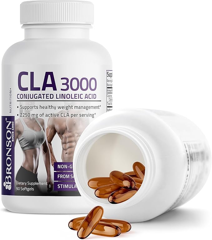 Bronson CLA 3000 Extra High Potency Supports Healthy Weight Management Lean Muscle Mass Non-Stimulating Conjugated Linoleic Acid, 90 Softgels