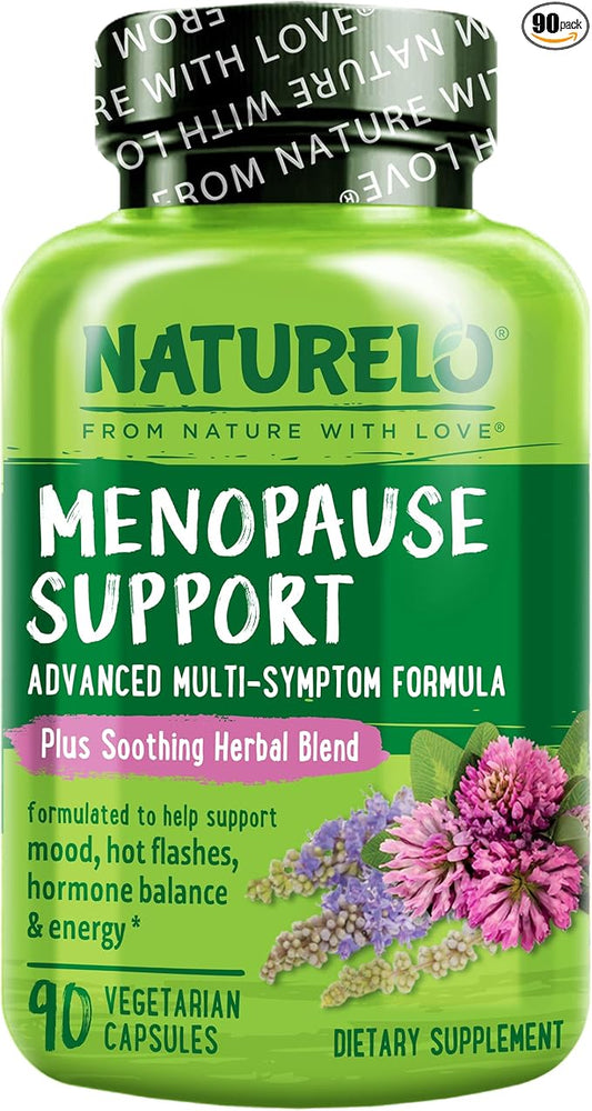 NATURELO Menopause Supplements for Women, Herbal Blend with Black Cohosh for Menopause Hot Flashes Advanced Multi-Symptom Formula 90 Capsules