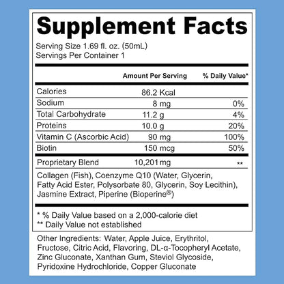 Marine Collagen Liquid, Collagen Drink, Marine Collagen, Liquid Collagen for Women for Hair Growth, Skin Repair, Mood&Sleep, 1.69 Fl Oz (Pack of 30), Collagen Drink for Joints&Bones