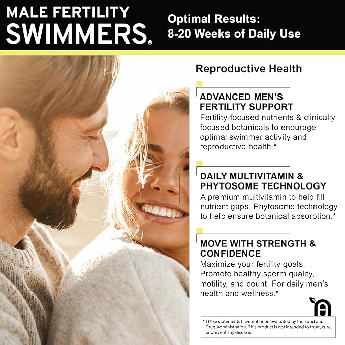Swimmers | Fertility Support for Men | Optimal Sperm Count & Motility | Male Fertility Blend & Prenatal + Multivitamin to Support Healthy Conception | Premium Men's Health Supplement | 120 Capsules