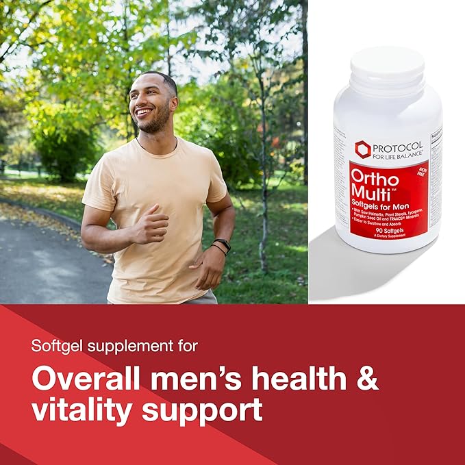Protocol Ortho Multi Softgels for Men - Multivitamin for Prostate Health* - with Saw Palmetto, Zinc & CoQ10 - Men's Daily Multivitamin - Iron Free - 90 Softgels
