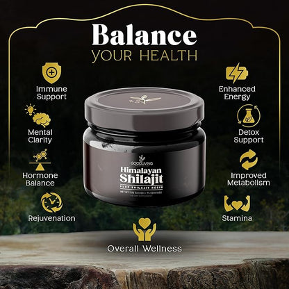 Shilajit Resin – Pure Himalayan Shilajit for Energy, Strength & Immune Support - 85+ Minerals, 75% Fulvic Acid - High Potency, Lab-Tested Pure Shilajit Supplement for Men & Women (30g)