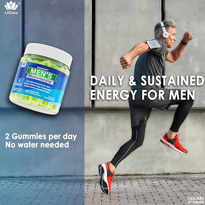Mens Multivitamins Gummies, Multiminerals, Vegan Omega 3, CoQ10, Probiotics, Daily Mens Vitamins A C D3 E B6 B12, Methylated Multivitamin for Men - Energy, Immunity, Sugar Free, Vegan (No Iron) 60 Cts