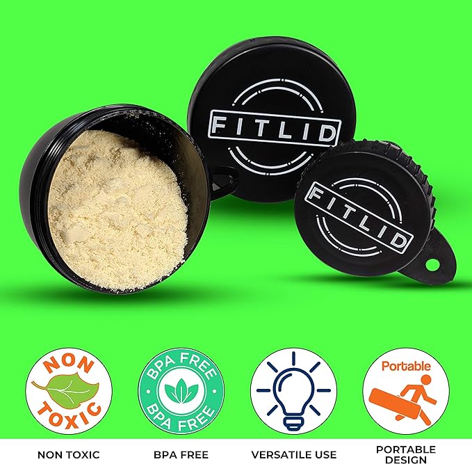 Small & Large 2-Pack Portable Protein Supplement Funnels, Great for Pre-Workout, BCAA's, and Protein Powder. Easy & Mess Free Container for Workout, Travel, to-Go, Fitness, WOD.