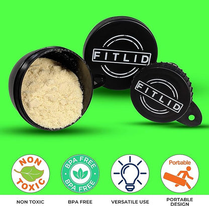 Small & Large 2-Pack Portable Protein Supplement Funnels, Great for Pre-Workout, BCAA's, and Protein Powder. Easy & Mess Free Container for Workout, Travel, to-Go, Fitness, WOD.