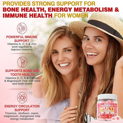 NEVISS Womens Multivitamin Gummies, Sugar-Free Methylated Multivitamin for Women/w Omega-3, Enzymes & Probiotic, Calcium, Vitamin C, D3, Folate, Biotin, Inositol - Skin, Hair Growth, All Over Health.