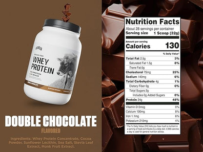 Levels Grass Fed Whey Protein Powder, No Artificials, 24G of Protein, Double Chocolate, 2LB