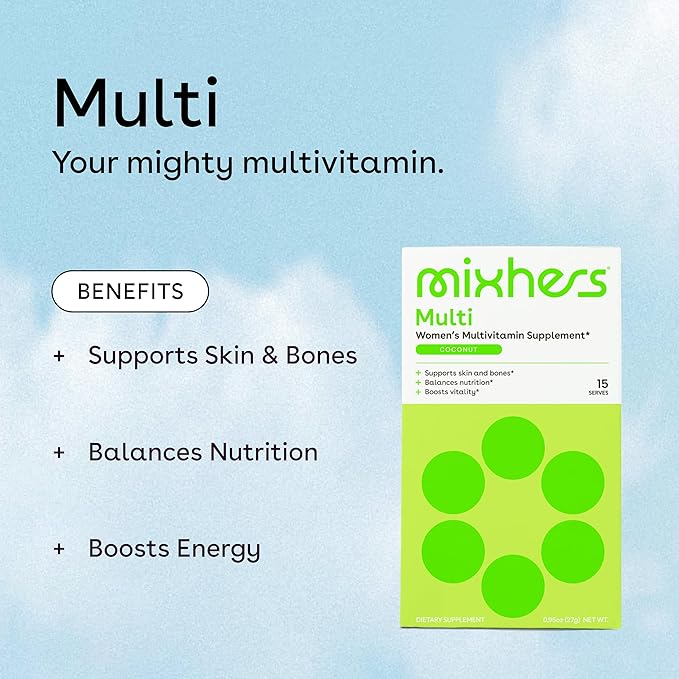 Hermulti - Women's Multivitamin Drink Mix - Daily Multivitamins - Nutrition Designed for Women - for Wellness & Immune Support - Better Absorbed Supplements - 15 Drink Packets - Coconut