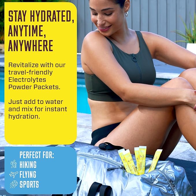 KEY NUTRIENTS Electrolytes Powder Packets - Refreshing Lemonade 20 Pack Hydration Packets - Travel Hydration Powder - Made in USA - No Sugar, No Calories, Gluten Free