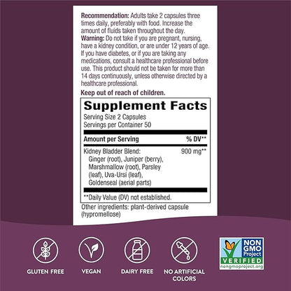 Nature's Way Kidney Bladder, Traditional Herbs Supplement, 900mg Per Serving, 100 Vegan Capsules (Pack of 2)