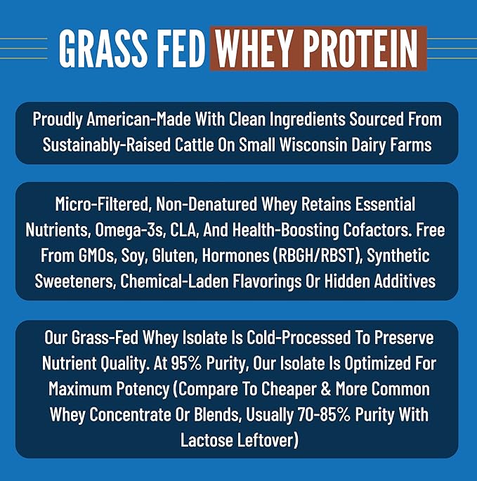 B.rad Grass-Fed Whey Protein Isolate Powder with Creatine | All-Natural, Ultra-Pure, Clean Ingredients | 100% USA-Sourced Superfuel | 2 Pounds | Vanilla Bean