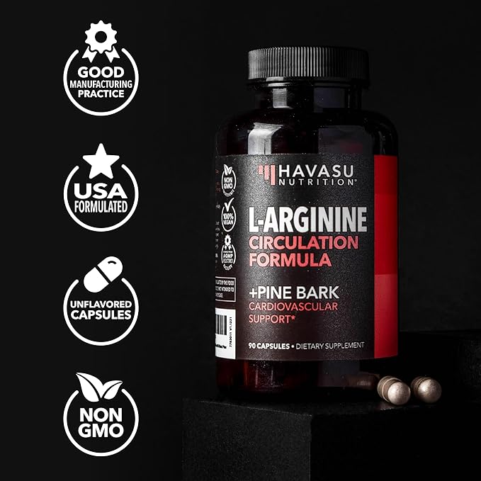 L Arginine Pine Bark Extract Capsules - Potent 2X Formula Nitric Oxide Supplement for Men with 1800mg LArginine and 100mg French Pine Bark - Endurance Performance Recovery - 90 Count 1-Month Supply
