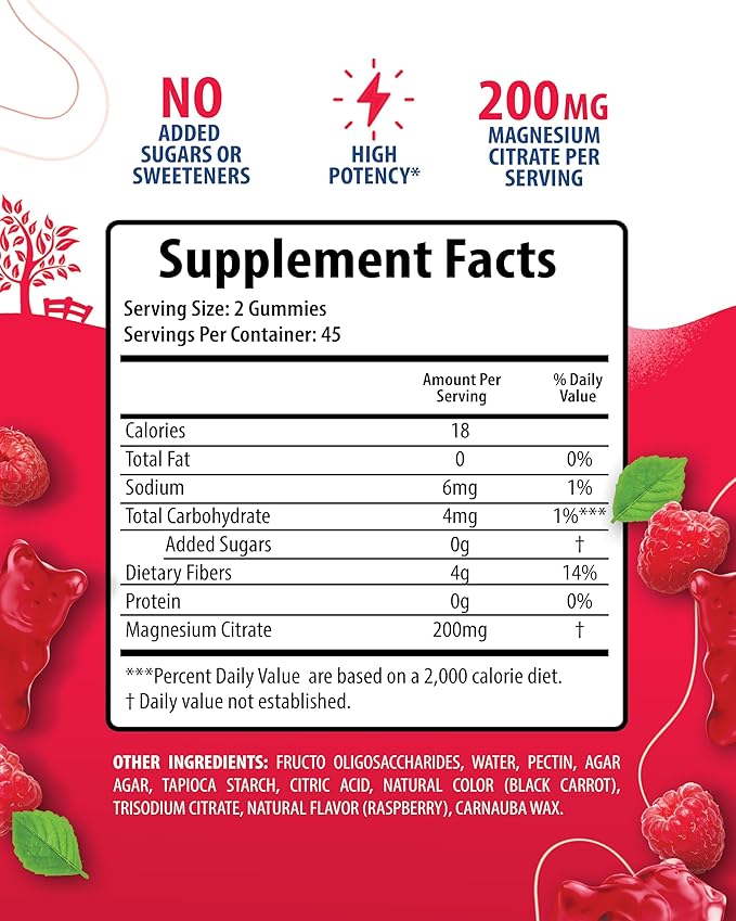 Magnesium Gummies for Kids & Adults - 200mg - Calm Magnesium Chews - Magnesium Citrate Chewable Supplement for Mood & Muscle Support
