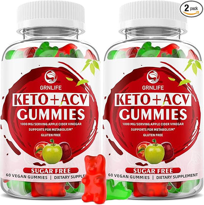 Keto ACV Gummies Advanced, 1000MG Apple Cider Vinegar Supplement for Women and Men, ACV Keto Gummies for Supports Metabolism, Sugar Free, Made in USA, Keto+ACV, 120 Count