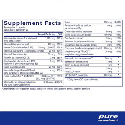 Pure Encapsulations PureGenomics Multivitamin - Supplement to Support Nutrient Requirements of Common Genetic Variations - with Vitamin A,B,C,D,E, K & Minerals - 30 Capsules