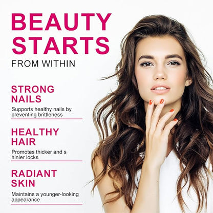 Multi Collagen Complex 200MG + Biotin 3000MCG + Vitamin C 50MG Per Serving! Promotes Healthy Hair, Beautiful Skin, and Nail Support! 120 Capsules, 60 Day Supply