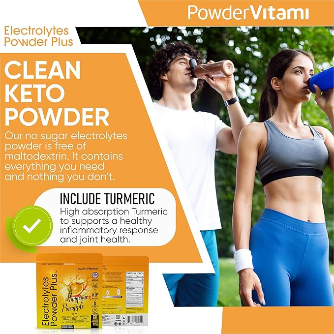 Electrolytes Powder Plus (50 Servings) Tangerine Pineapple Electrolyte Powder 0 Calorie Keto, 0 Sugar, No Maltodextrin,1000mg Potassium,120mg Calcium,120mg Magnesium, Hydration Powder