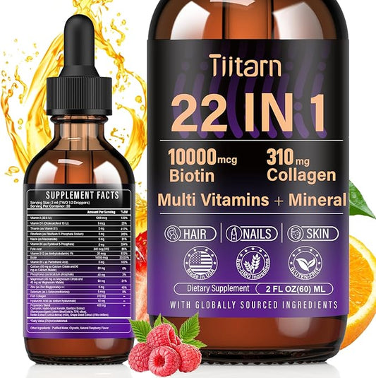 Hair Vitamins Liquid Biotin, Collagen & Hyaluronic Acid – multivitamin Hair Growth for Women and Men Supports Hair, Skin & Nails | Vitamin B Complex | 98% Faster Absorption Than Pills-001