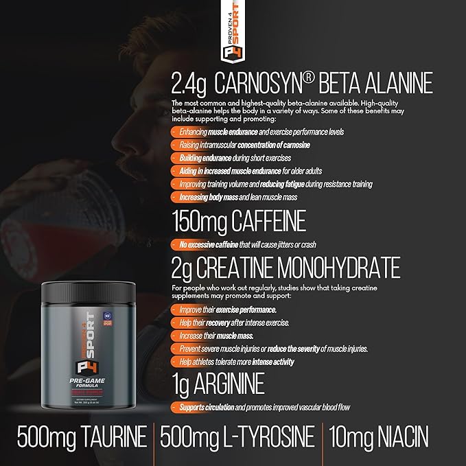 Proven4 Pre Workout Powder for Men and Women with Creatine - Beta Alanine - Caffeine, NSF Certified preworkout Energy Supplement Fruit Punch 30 Servings