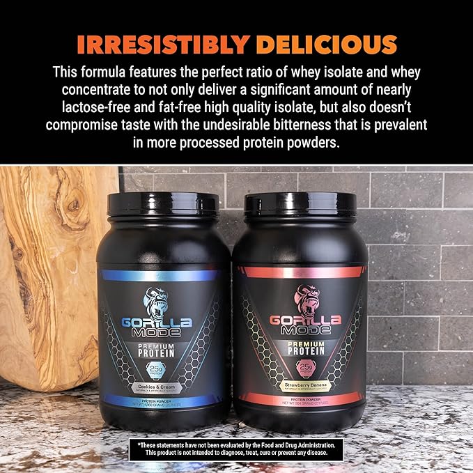 Gorilla Mode Premium Whey Protein - Chocolate Peanut Butter / 25 Grams of Whey Protein Isolate & Concentrate/Recover and Build Muscle (30 Servings)