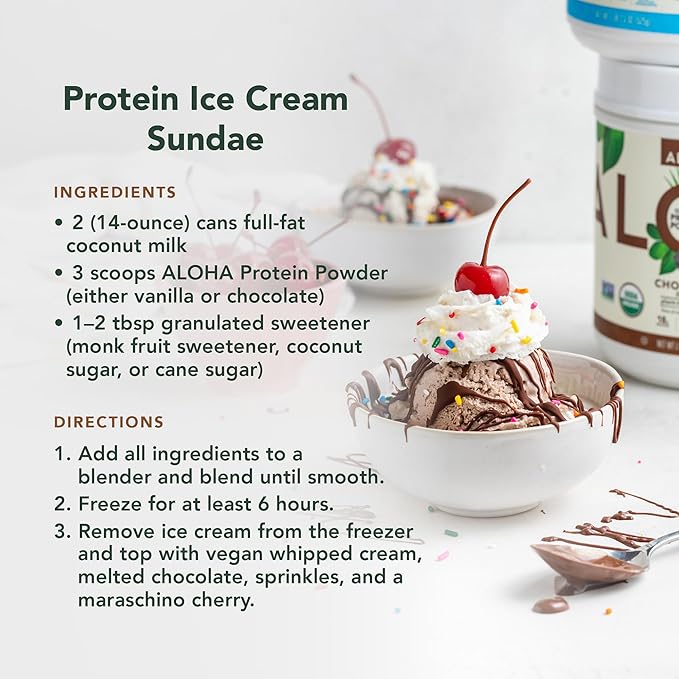 ALOHA Organic Plant Based Protein Powder, Stevia Free, Chocolate, 19.6 oz, 15 Servings