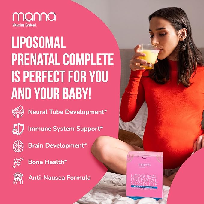 Manna Vitamins Evolved - Liposomal Prenatal Complete - Liquid Prenatal Vitamins for Women - Best Prenatal Vitamins for Pregnant Women for All Stages of Pregnancy