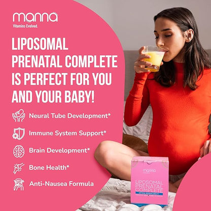 Manna Vitamins Evolved - Liposomal Prenatal Complete - Liquid Prenatal Vitamins for Women - Best Prenatal Vitamins for Pregnant Women for All Stages of Pregnancy