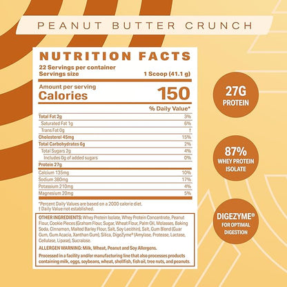 Podium Nutrition, Whey Protein Powder, Peanut Butter Crunch, 22 Servings, 27g of Whey Protein Per Serving