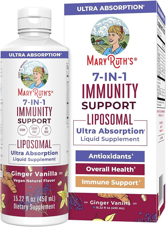 MaryRuth Organics 7 in 1 Immunity Liposomal | Elderberry Liquid with Vitamin C | Liquid Vitamins | Immune Support Supplement | Elderberry with Zinc and Vitamin C | Vegan| Gluten Free | 30 Servings