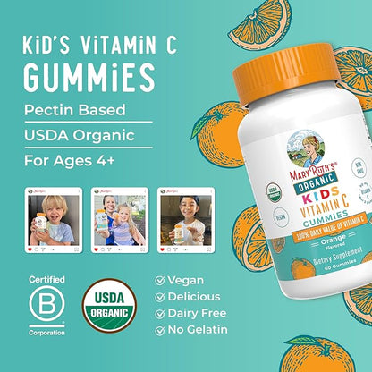 MaryRuth's Kids Vitamin C Gummies | Supplement for Immune Support & Overall Health | Immune Support Supplement | Vitamin C for Kids Ages 4+ | USDA Organic | Vegan | Non-GMO | 60 Servings