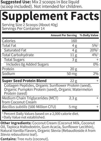 Garden of Life Grass Fed Collagen Protein Powder - Vanilla, 14 Servings, Collagen Powder for Joints Mobility Muscle Repair, Collagen Peptides, Super Seeds Coconut MCTs, Hydrolyzed Collagen Supplement