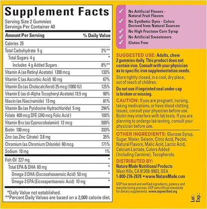 Nature Made Womens Multivitamin with Omega-3, Multivitamin for Women for Daily Nutritional Support, 80 Gummies, 40 Day Supply