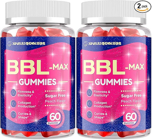 Booty Gummies for Butt Growth and HIPS - BBL Gummies for Bigger Butt - Bum Gummies with Multivitamins and Herbal Extracts for Natural Curves - Peach Flavor - 120 Gummies