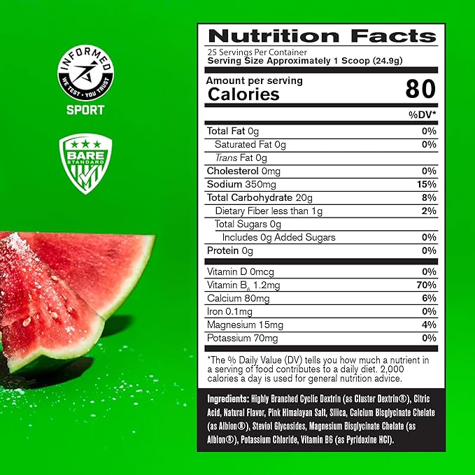 BARE PERFORMANCE NUTRITION, BPN G.1.M Go One More Sport, Endurance Training Fuel, Electrolytes and Calories, Pink Himalayan Salt, Salted Watermelon
