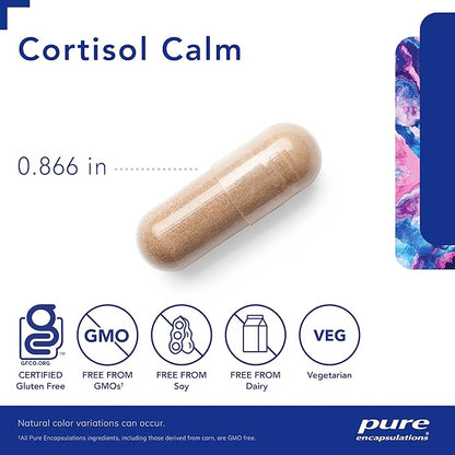 Pure Encapsulations Cortisol Calm - Supports Cortisol Health & Relaxation - Contains Ashwagandha & L-Theanine - Restful Sleep - 60 Capsules