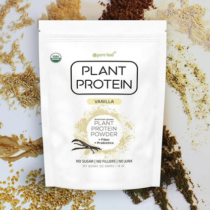 Plant Based Protein Powder with Probiotics | Organic, Clean, All Natural, Vegan, Vegetarian, Whole Superfood Nutritional Supplement with No Additives | Keto (Vanilla)