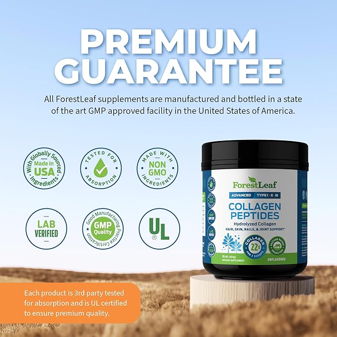 Collagen Peptides Powder Unflavored - Hydrolyzed Collagen Protein Powder Type 1, 2 & 3 - Grass Fed Keto Collagen Powder for Women & Men - Vital Hair, Skin, Nails, Joints, Recovery, 11g Per Serving