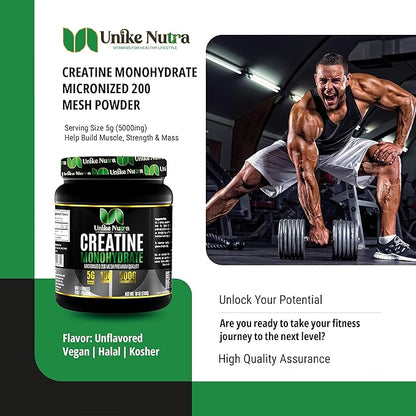 Creatine Monohydrate Powder |Pure Micronized Creatine for Enhanced Muscle Mass Athletic Performance and Muscle Recovery | Halal Kosher Vego Keto Friendly Creatine – Unflavored